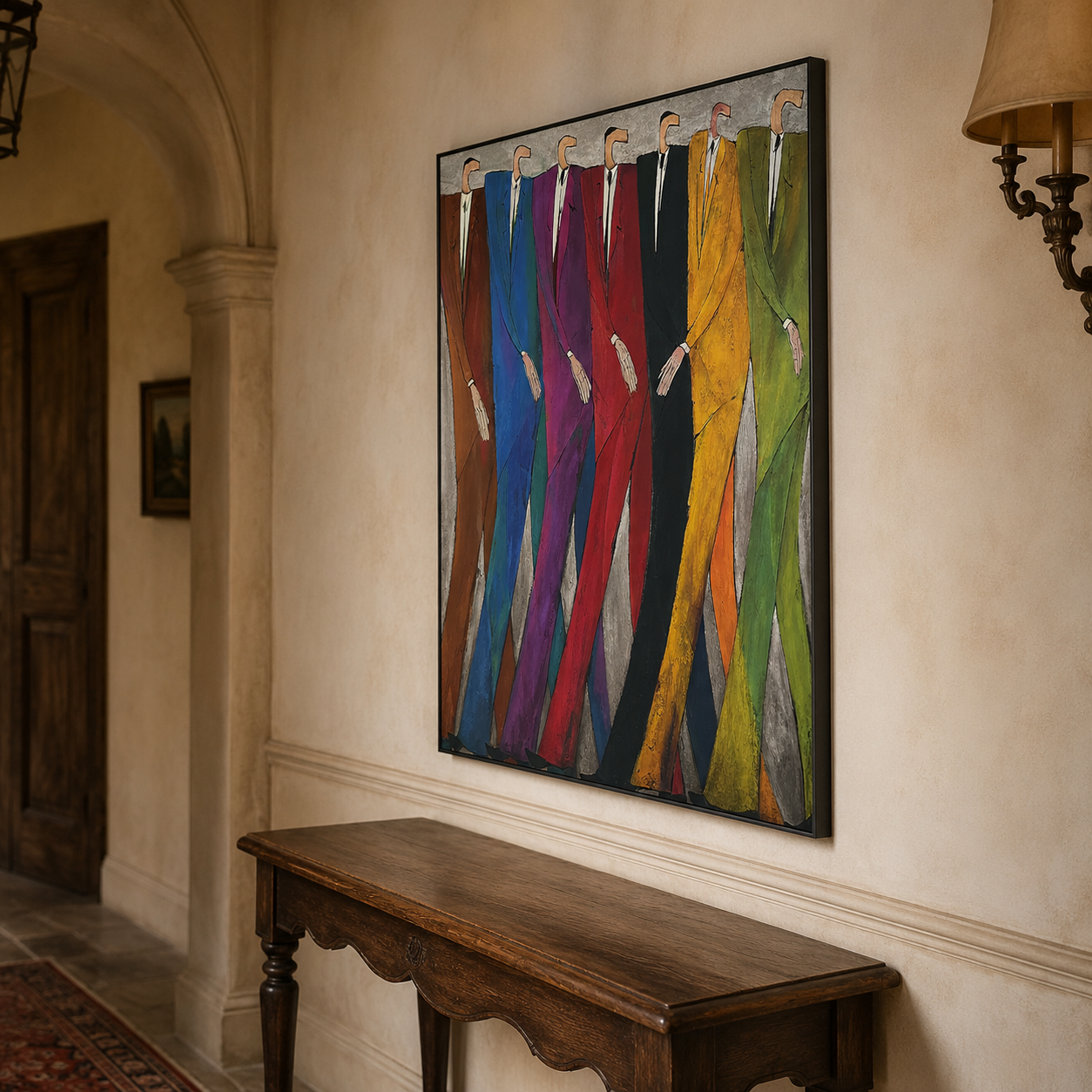 Colorful Abstract Men In Suits Painting For Modern Living Room Wall Art Decor