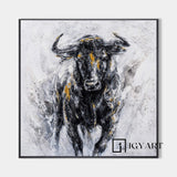 Black bull painting Personalized Gifts Bull Abstract Painting bull painting Bull Wall Art 