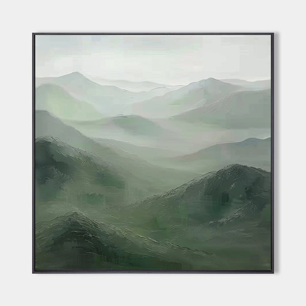 Green Mountains painting Green landscape painting Green Abstract wall art