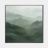 Green Abstract wall art sage green Mountains landscape art Mountain peaks Abstract Painting