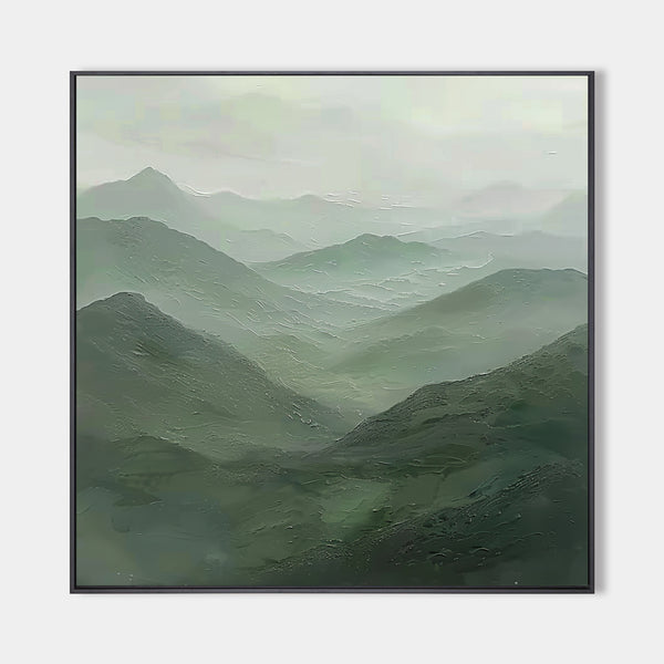 Green Abstract wall art sage green Mountains landscape art Mountain peaks Abstract Painting