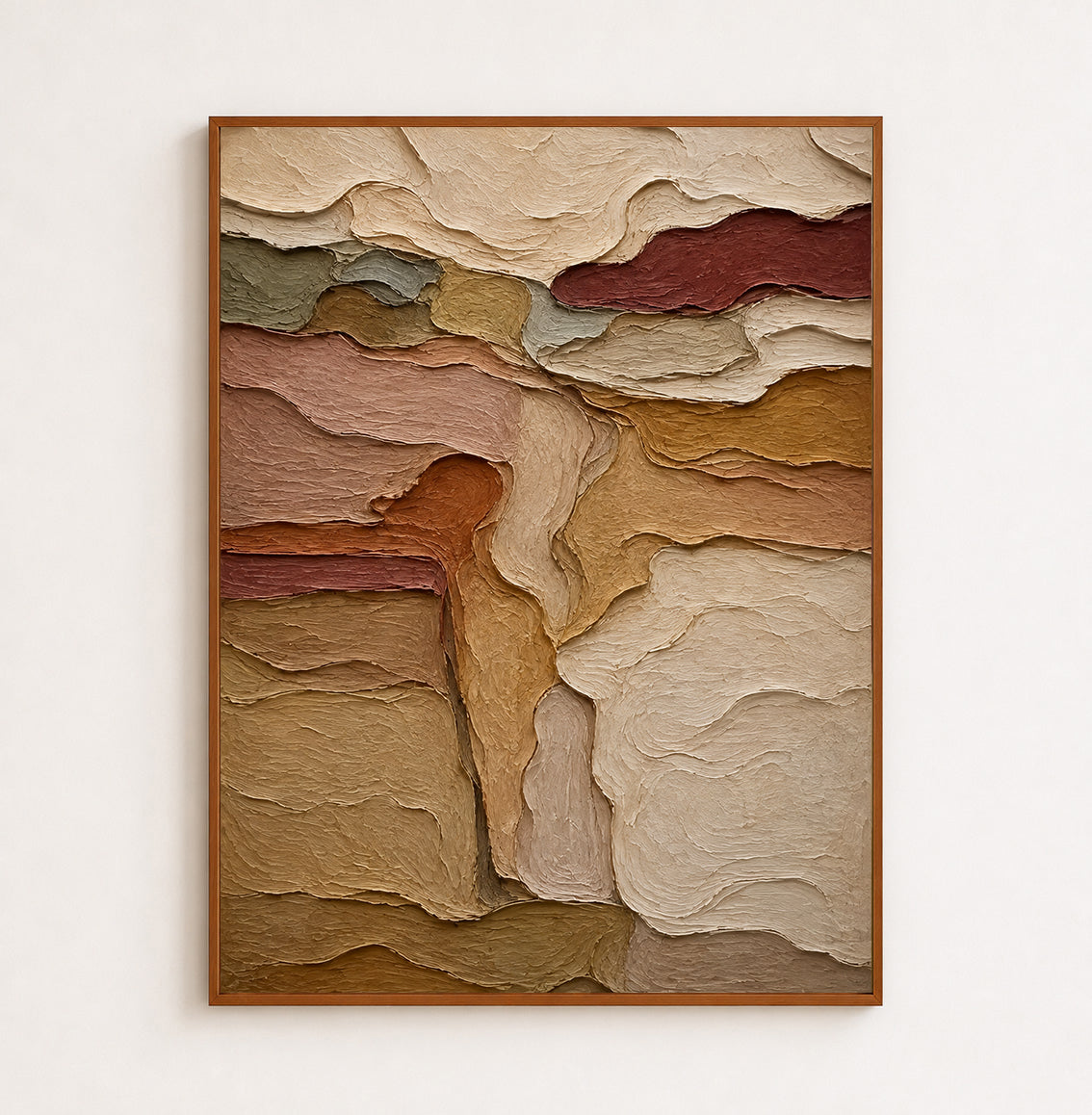 Textured Earth Tone Abstract Painting | Cream Sand Impasto Landscape Art