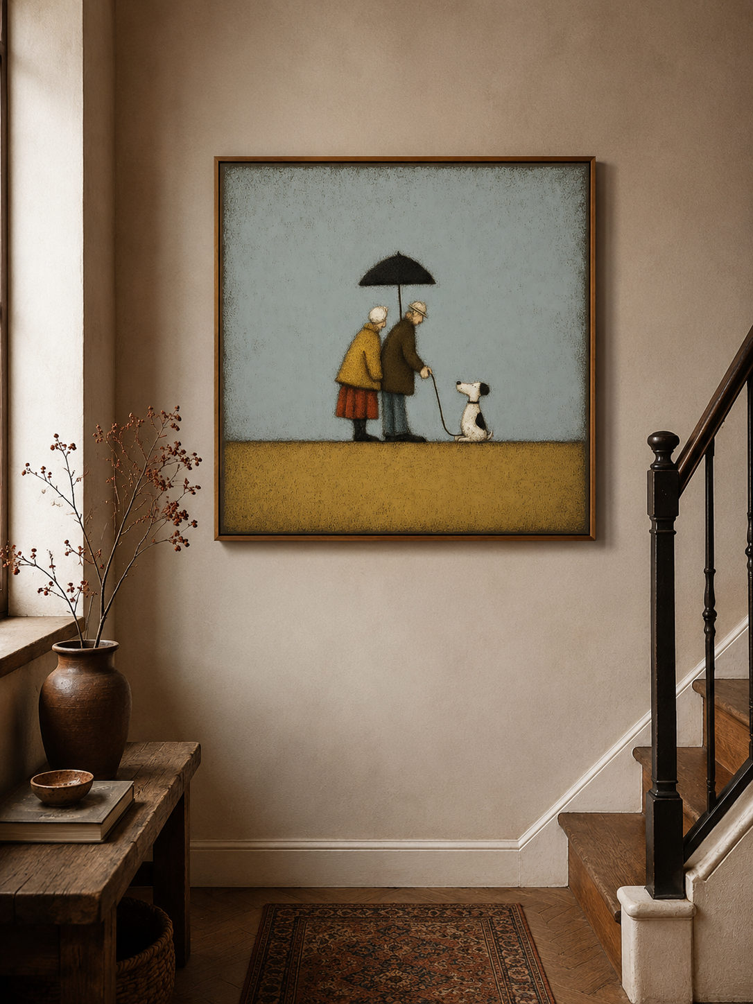 Golden Anniversary Gift Vintage Style Elderly Love Wall Art For Cozy Living Room