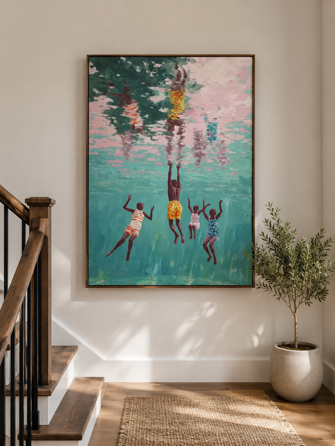Summer Swimming Pool Art For Modern Green Living Room And Kids Decor