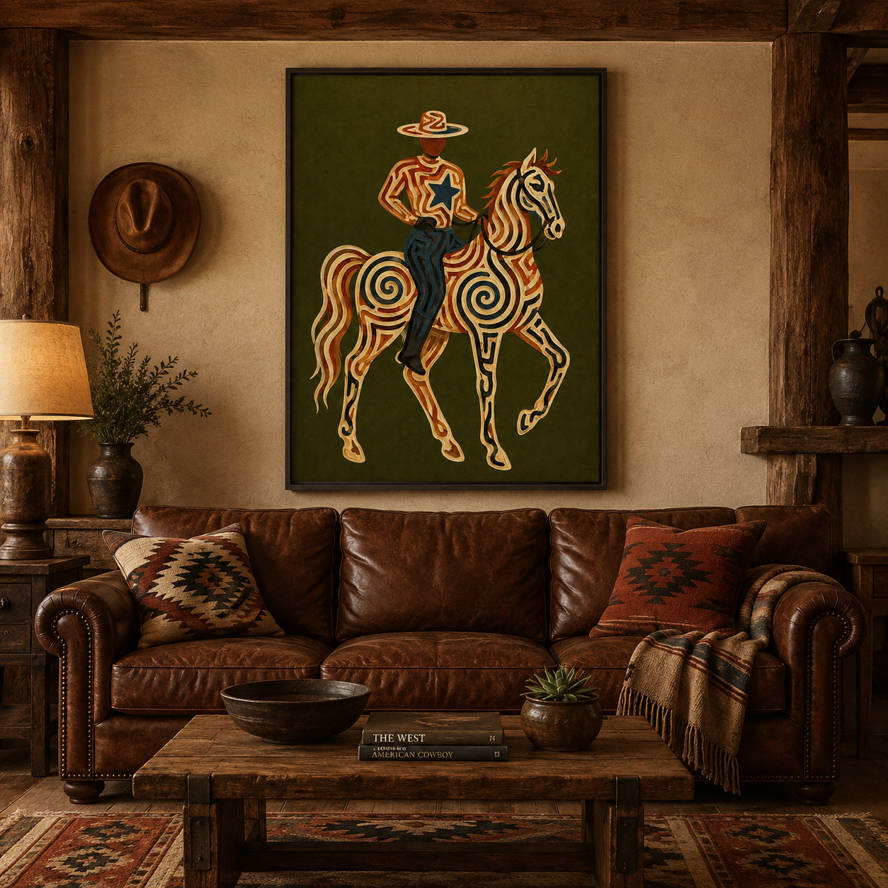 Olive Green Wall Art Southwestern Cowboy Wall Art Gift For Horse Lovers And Ranch Owners