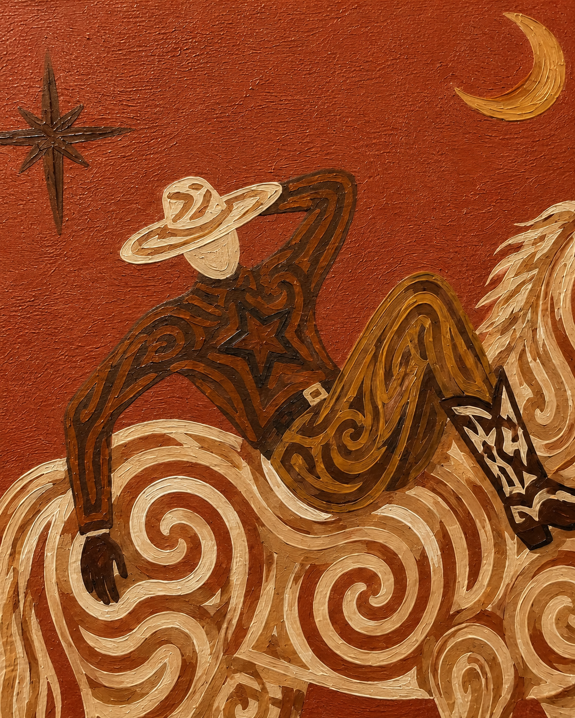 Celestial Cowboy Wall Art Rustic Ranch Cowboy Art Southwestern Folk Wall Decor
