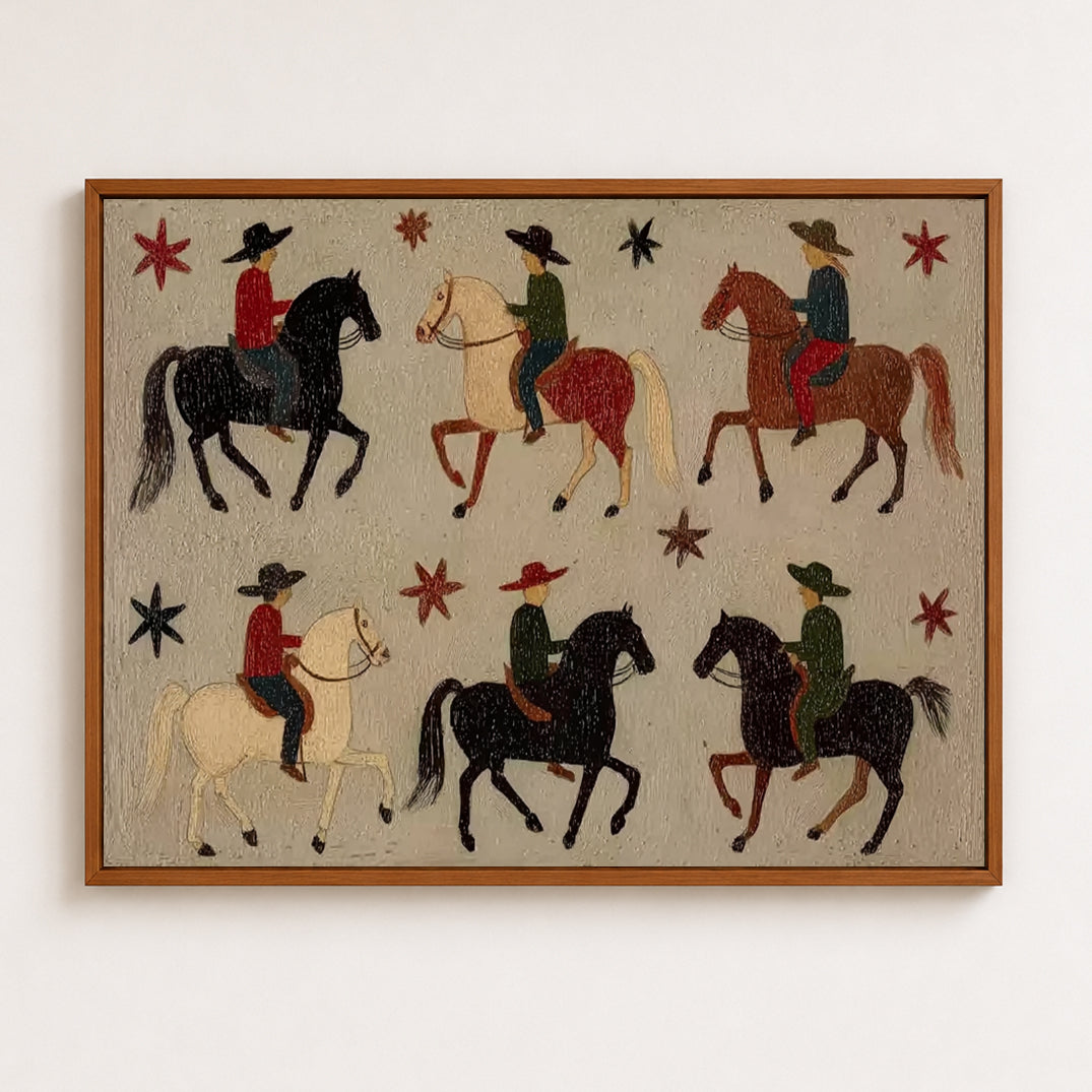 Western Cowboy Art, Cowboy Horse Painting, Southwestern Decor, Ranch Wall Art, Vintage Western Art