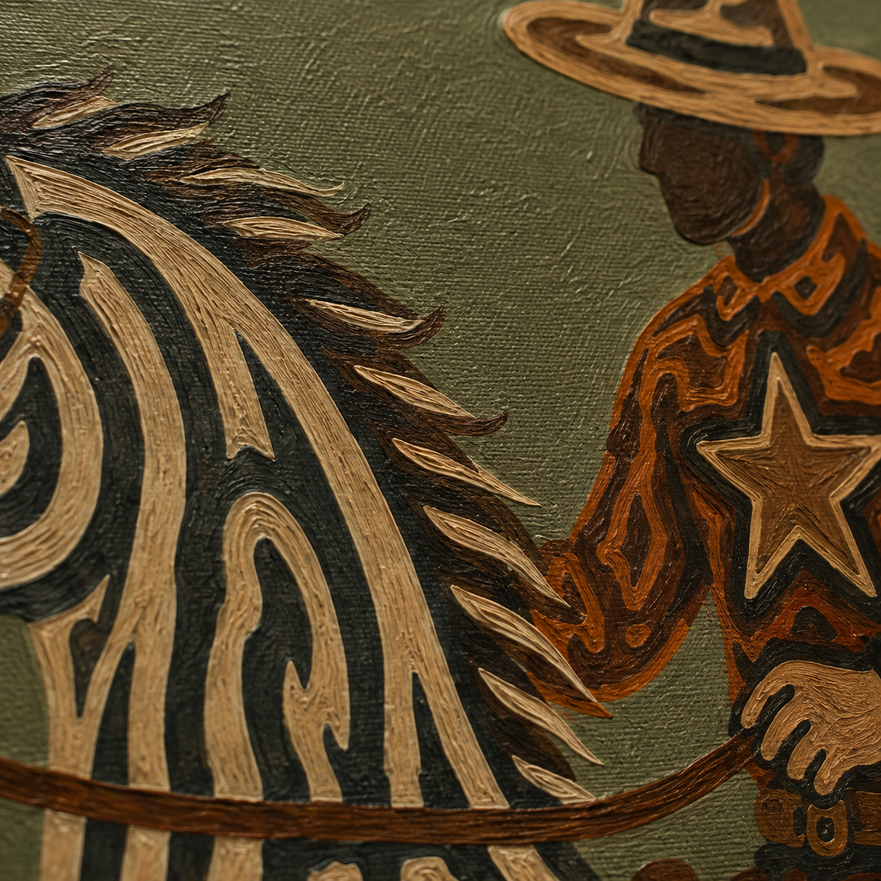 Unique Cowboy And Horse Artwork Gift For Equestrian Fans With Retro Vintage Style