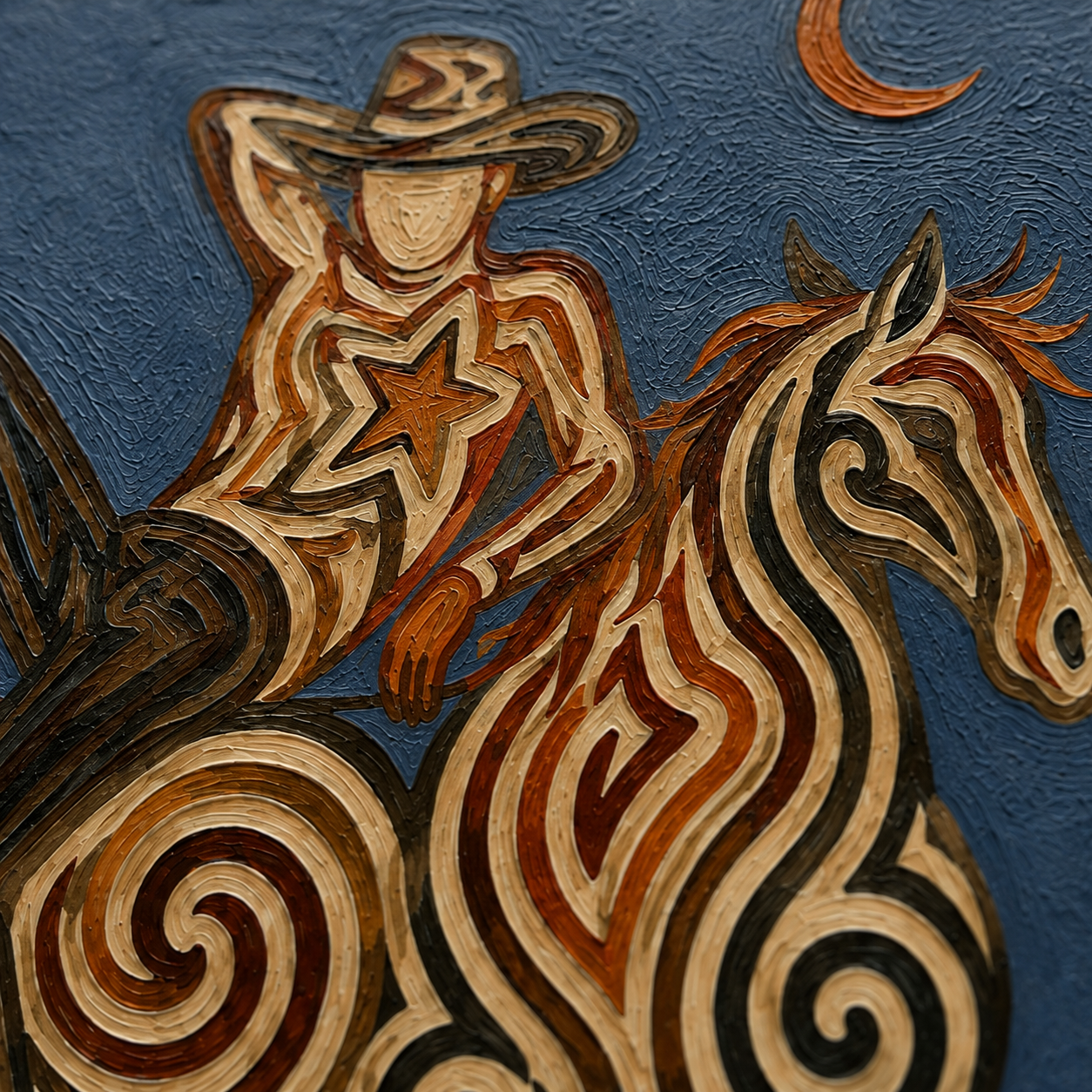 Modern Cowboy Horse Painting, Western Wall Art, Rustic Ranch Decor, Southwestern Equestrian Art