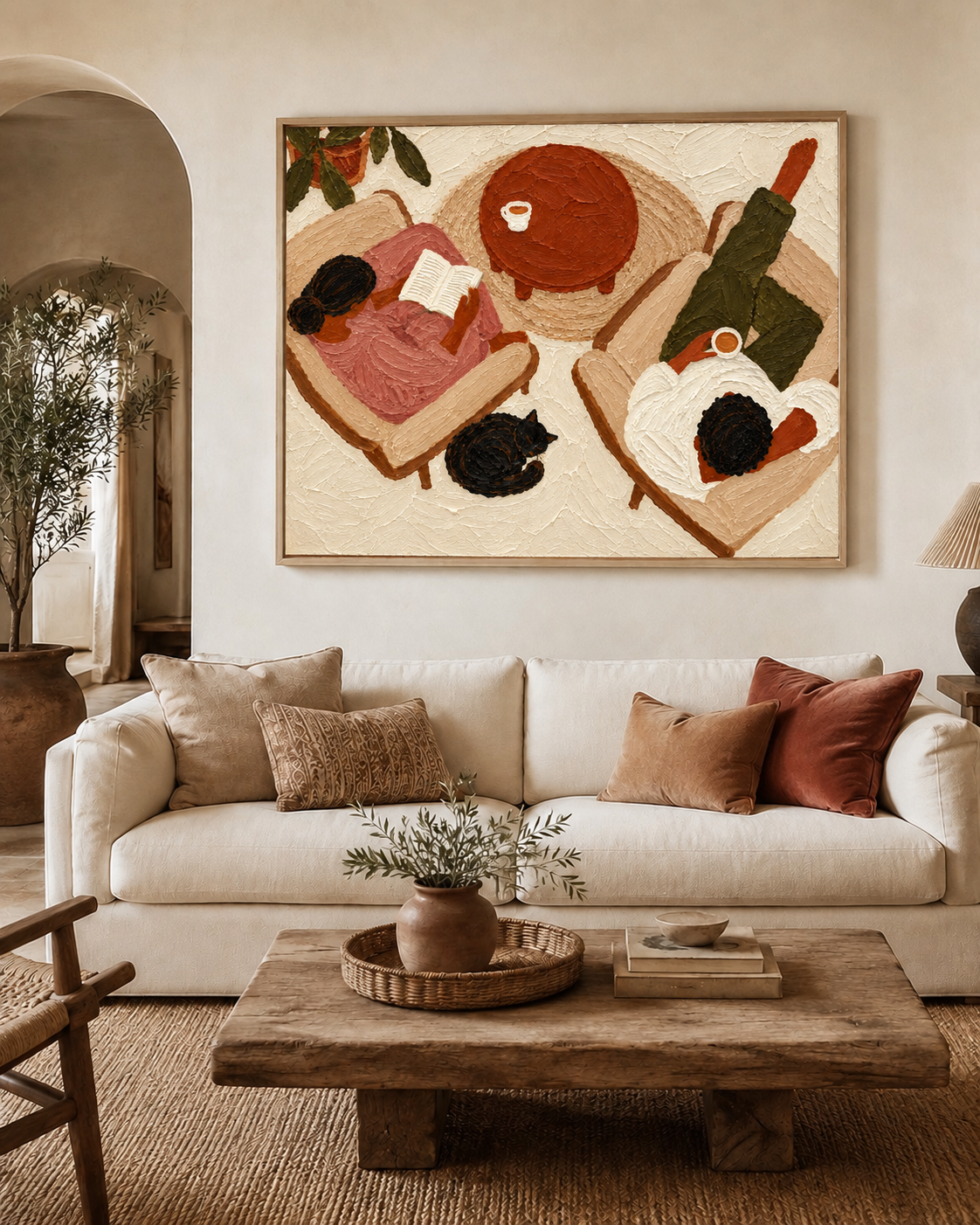 Cat Lover Wall Art、Couple And Cat Art、Cozy Home Wall Art、Reading Nook Art