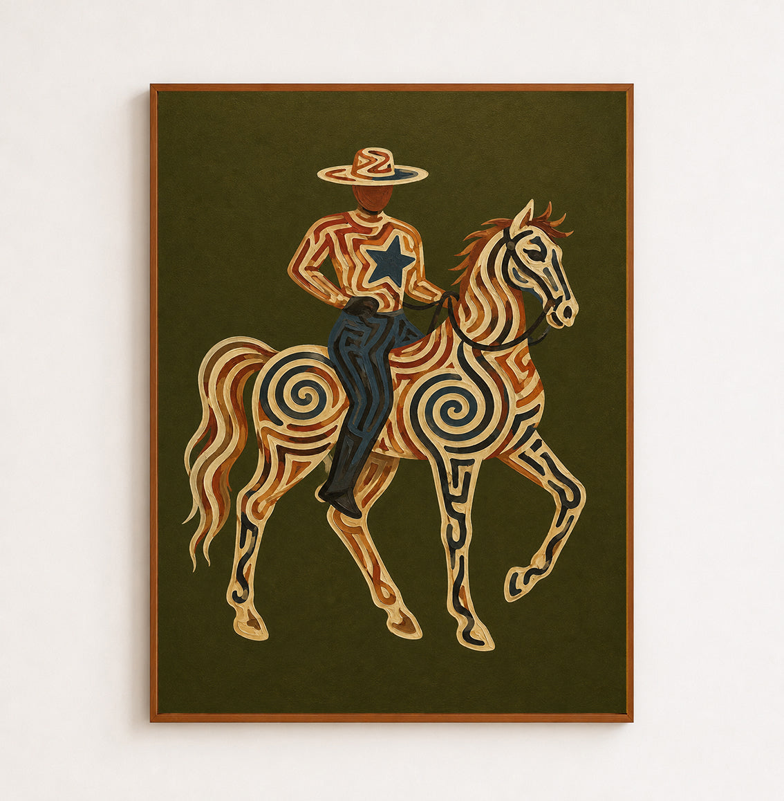 Olive Green Wall Art Southwestern Cowboy Wall Art Gift For Horse Lovers And Ranch Owners