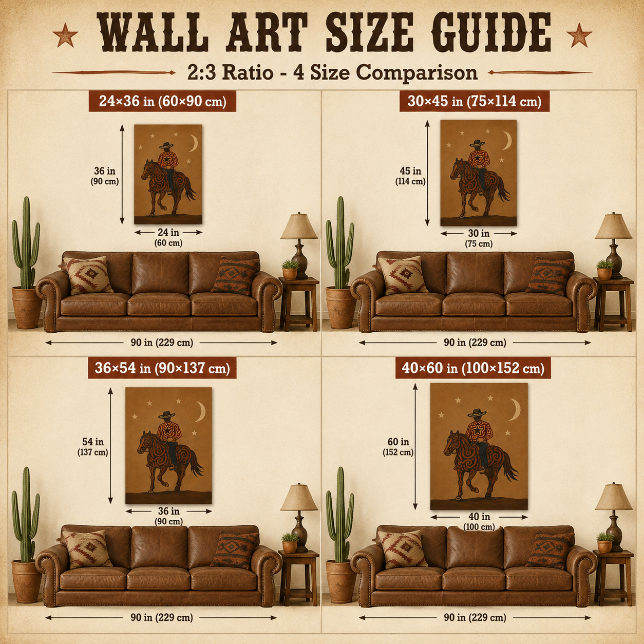 Moonlit Cowboy Horse Painting, Western Folk Wall Art, Southwestern Ranch Night Decor