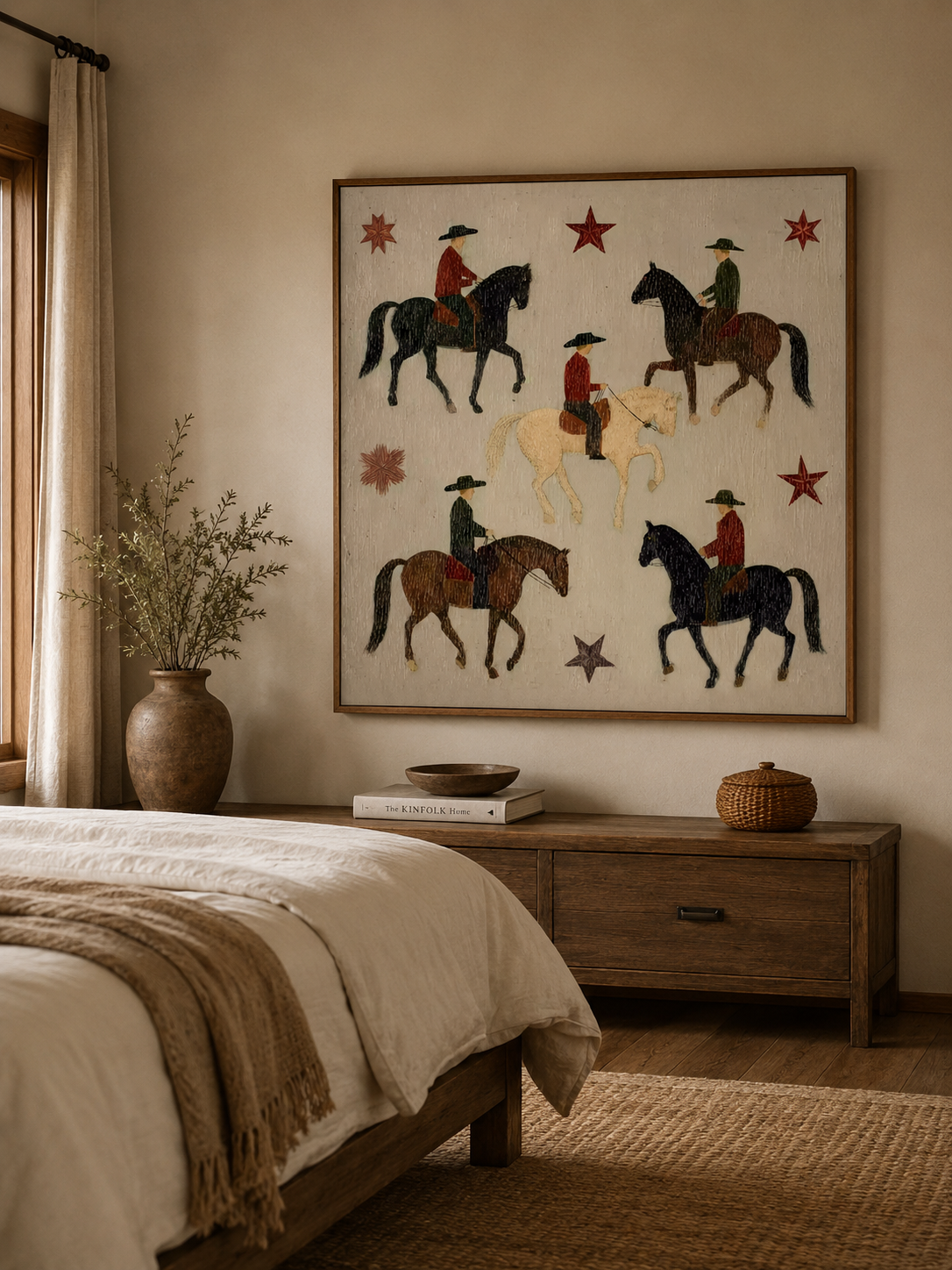 Western Wall Art For Living Room Cowboy Theme Square Canvas