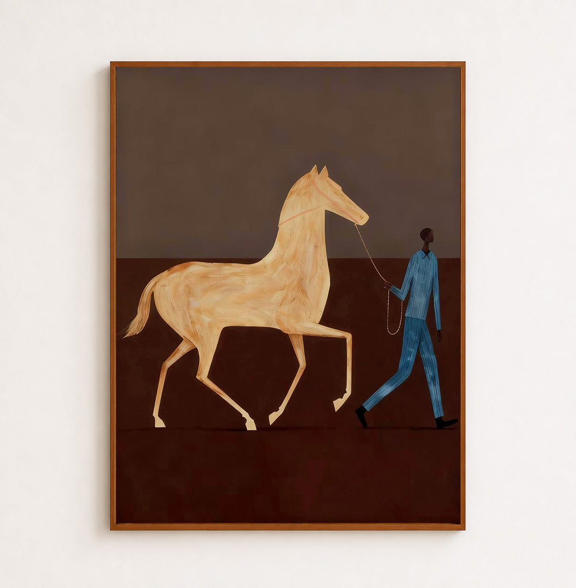 Original Figurative Animal Oil Painting Of Horse And Handler On Canvas