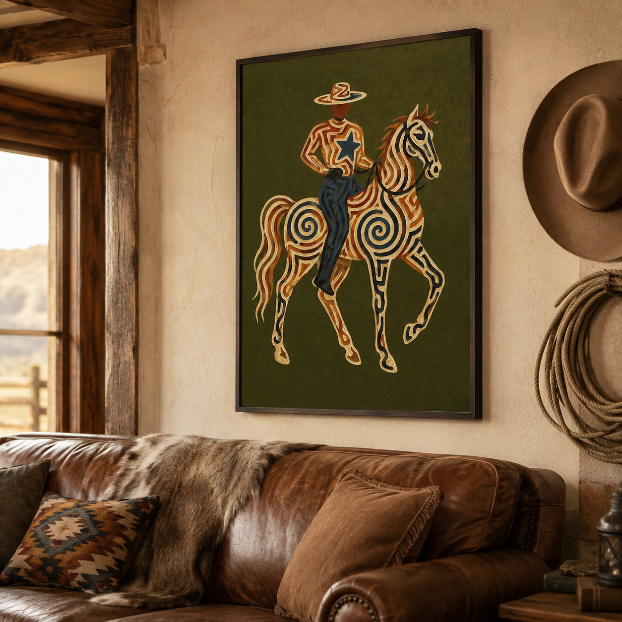 Olive Green Wall Art Southwestern Cowboy Wall Art Gift For Horse Lovers And Ranch Owners