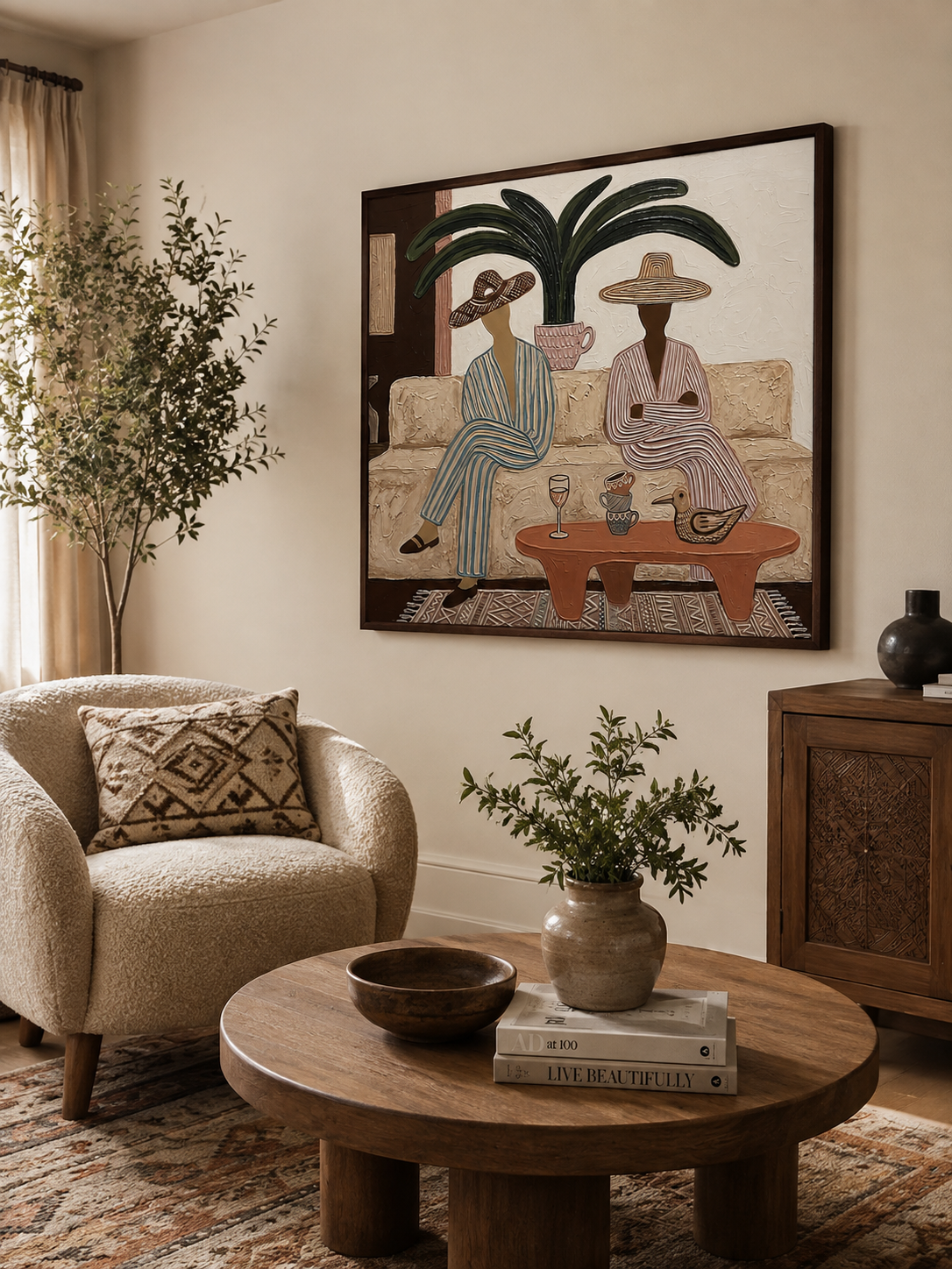 Boho Couple Wall Art Tropical Resort Art Neutral Coastal For Coastal Living Room Decor
