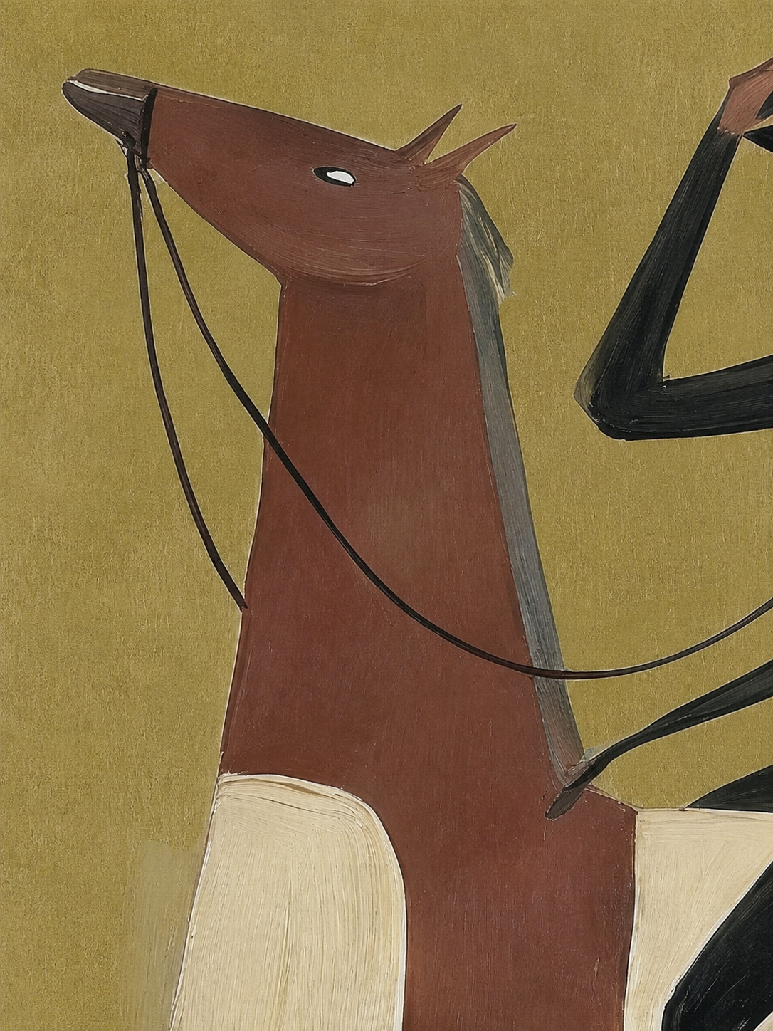 Mid Century Modern Horse Art With Abstract Rider For Living Room Decor