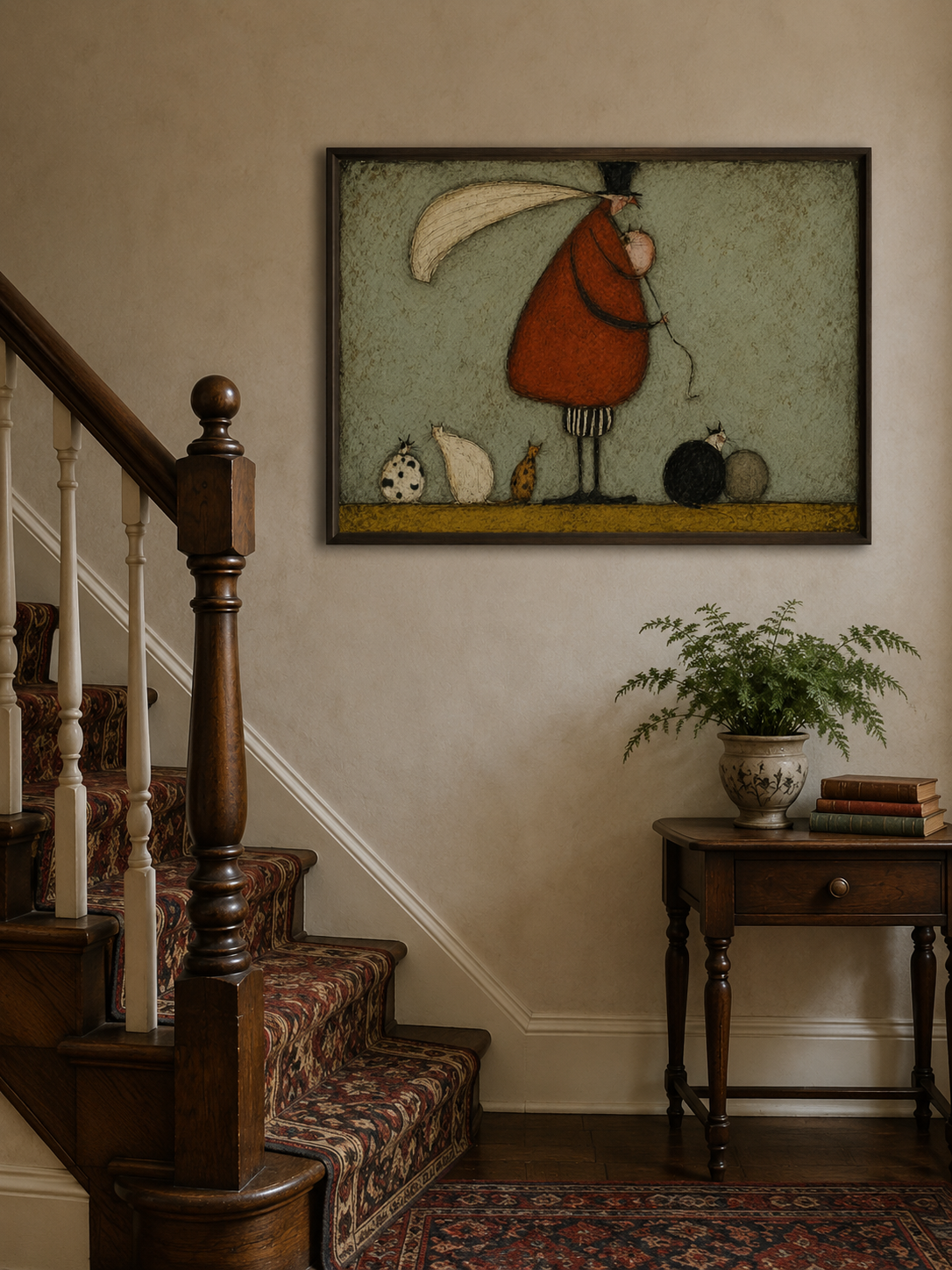 Retro Style Gentleman And Cat Art Unique Square Canvas For Modern Home Decor