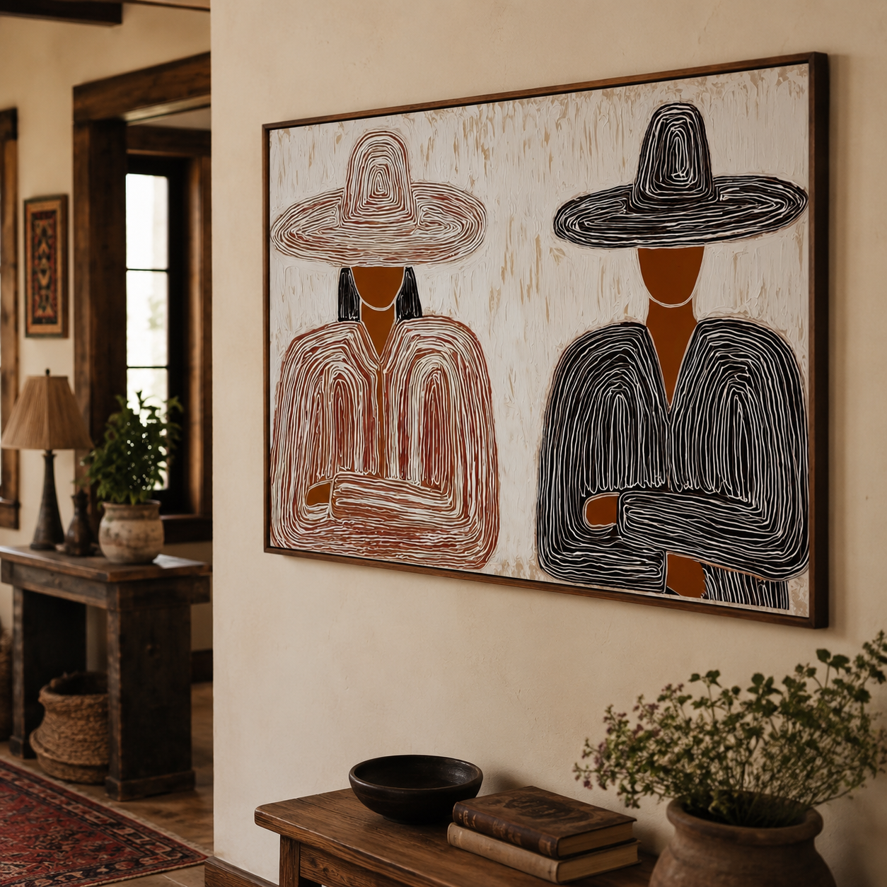 Modern Wabi Sabi Art With Textured Lines For Minimalist Home Decor