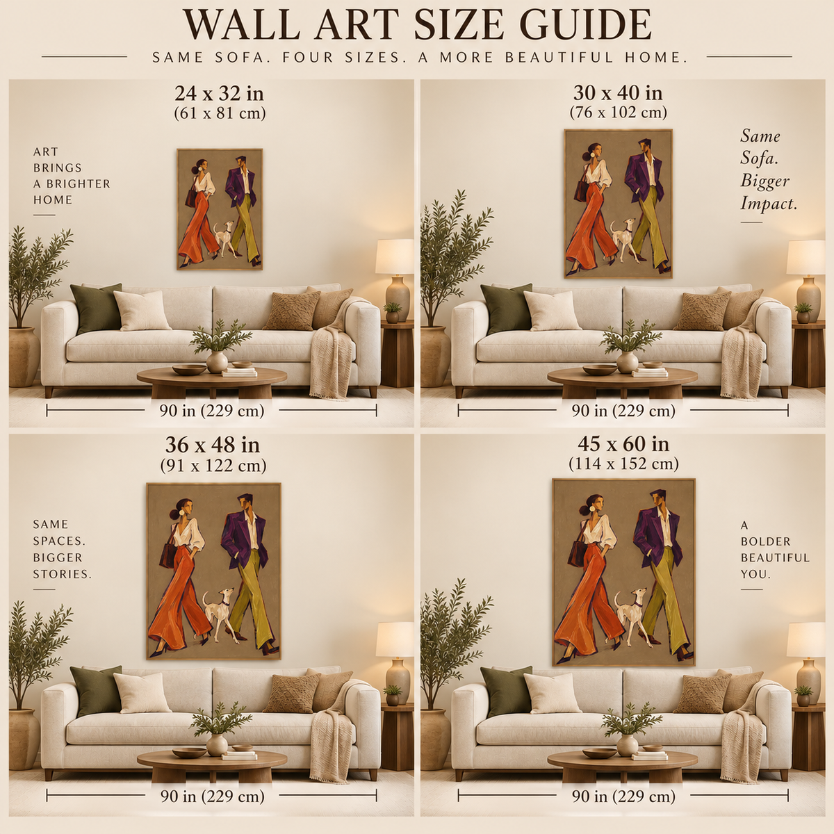 High Fashion Couple Canvas Art, Retro Street Style Painting, Chic Living Room Artwork