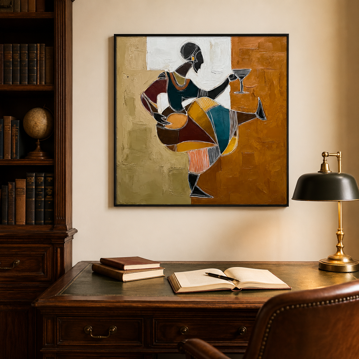 Abstract Dancing Woman Art In Earth Tones For Mid Century Modern Decor