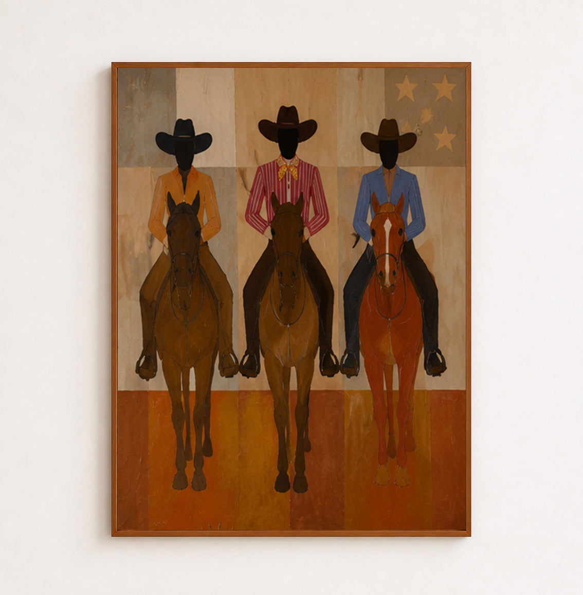 Vintage Cowboy Horse Art Three Riders On Horses Canvas Art Unique Animal Themed Wall Decor For Home