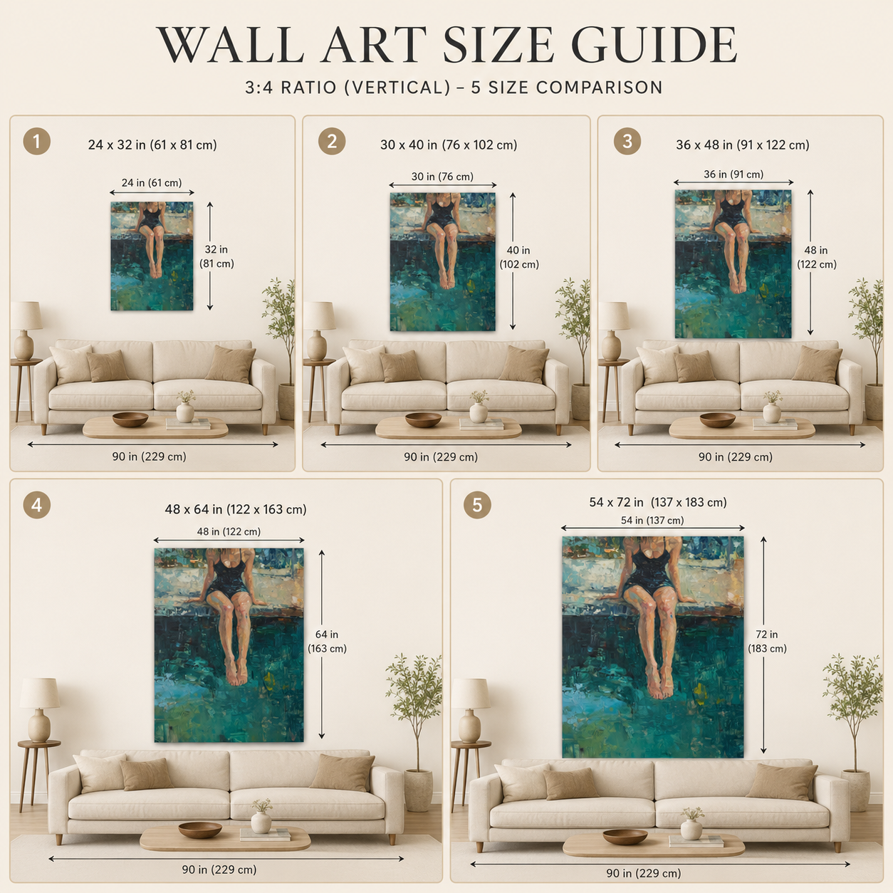 Original Figurative Oil Painting Of Woman By Pool With Rich Green Tones For Modern Home Decor