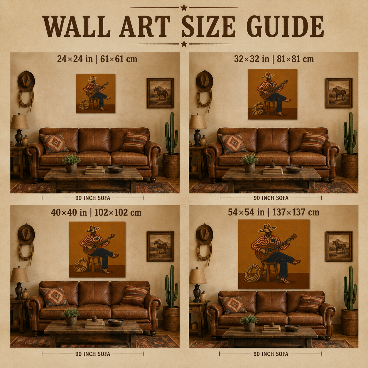 Cowboy Playing Guitar Art , Western Music Wall Art, Country Music Decor Painting, American Folk Art Style