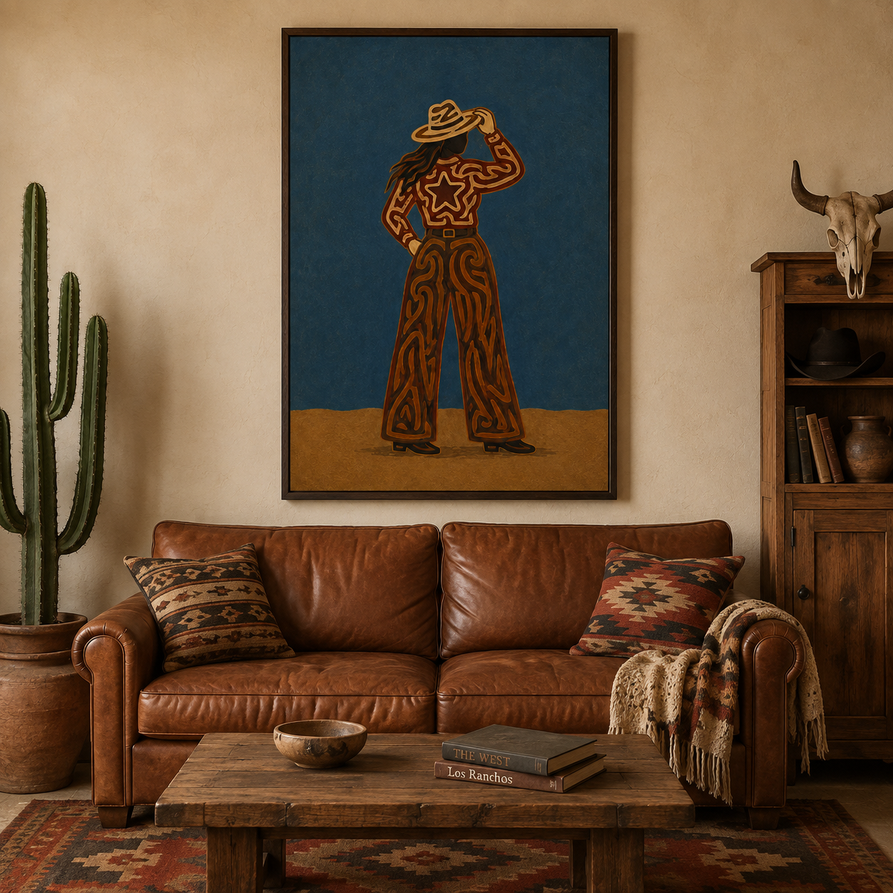 Modern Cowgirl Painting Western Woman Wall Art For Living Room Wall Decor