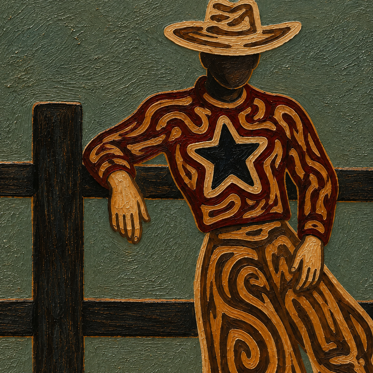 Cowboy Leaning On Fence Art, Western Ranch Decor Painting, Rustic Cowboy Wall Art,Western Lifestyle Canvas