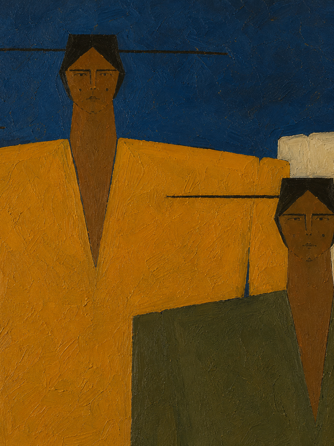 Abstract Figurative Painting With Earthy Tones For Modern Wabi Sabi Interior Design