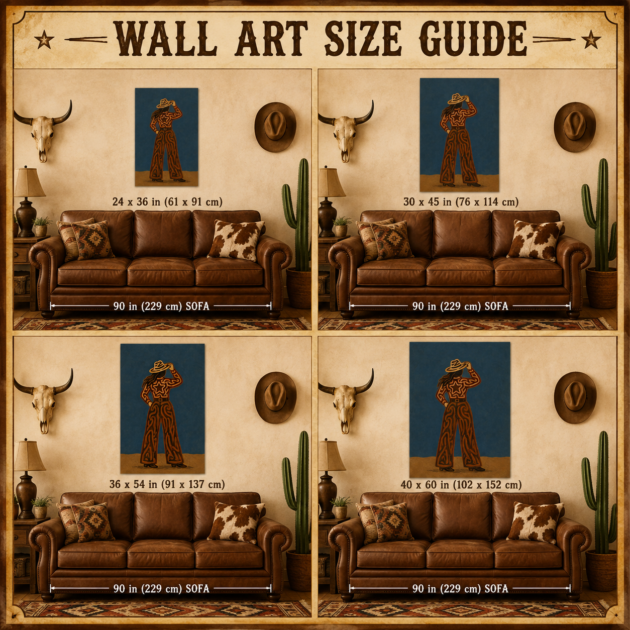 Modern Cowgirl Painting Western Woman Wall Art For Living Room Wall Decor