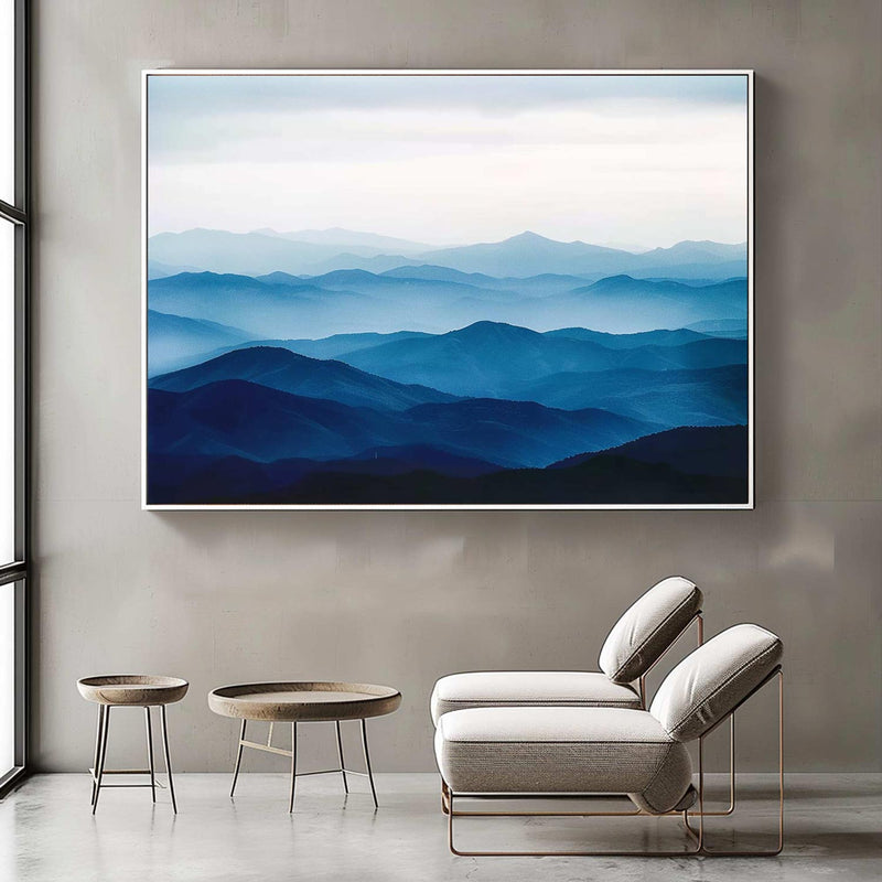 Large mountain painting mountain wall art Large blue abstract art blue mountains artwork