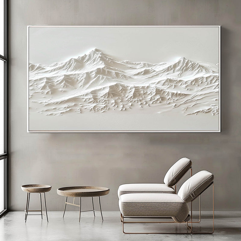 white Snow mountain painting white textured wall art Original 3D White Mountain Painting