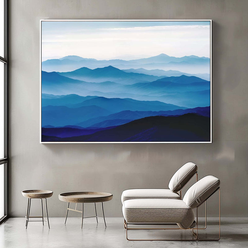 Large mountain painting mountain wall art Large blue abstract art blue mountains artwork